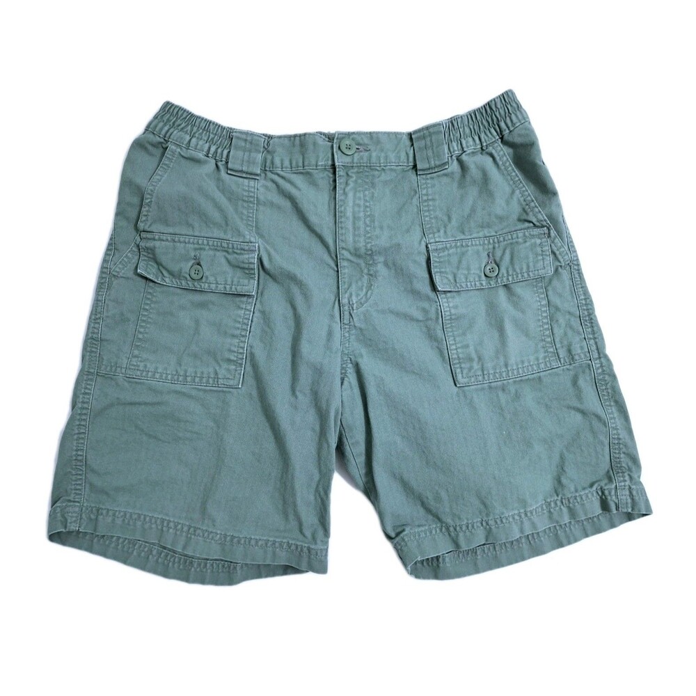 Basic Editions Cargo Shorts Mens Medium Safari Utility Pockets Work Trail Green